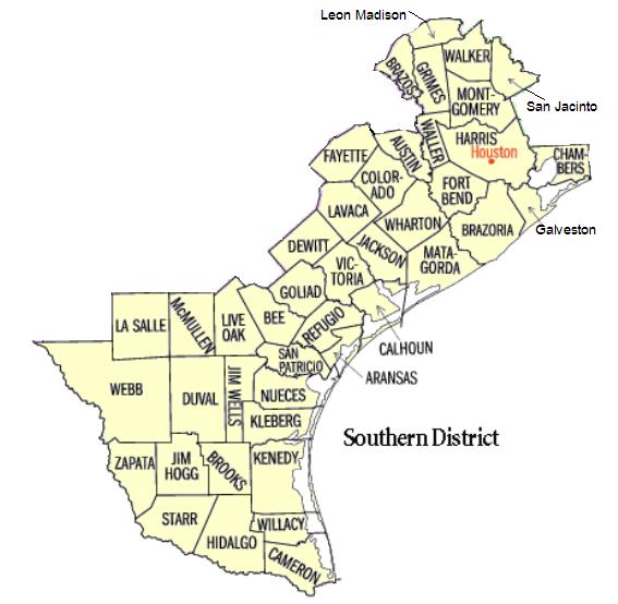 Map of USDC Southern District of Texas - Brownsville Division